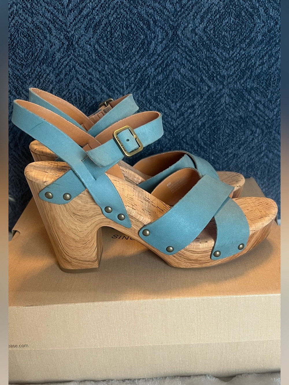 Kork Ease Turquoise “Drew” Sandal.  Size 8/39 M. Worn once/Like New
